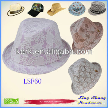 Newet Purple Flower Women Tissu Fedora Hat cap chapeau de conception chapeau de cowboy, LSF60